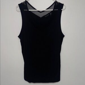 Tahari Black Mesh Detail Tank Top